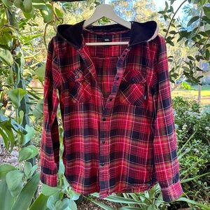 Vans Red and Black Plaid Button Down Shirt